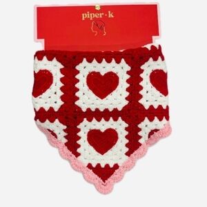 💖🔹️piper K 🔹️ Crochet Heart Head Scarf in Red and Pink